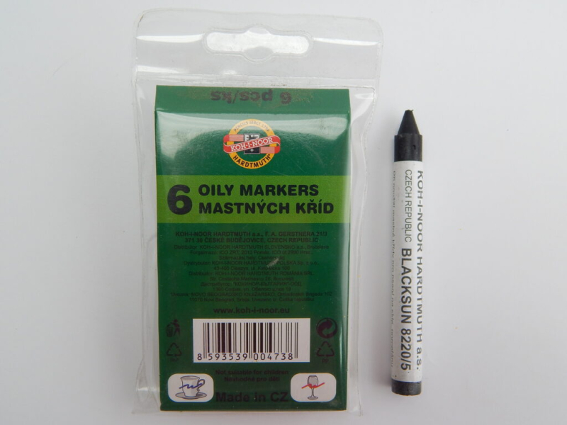 Křída mastná na sklo, 6 kusů, černá