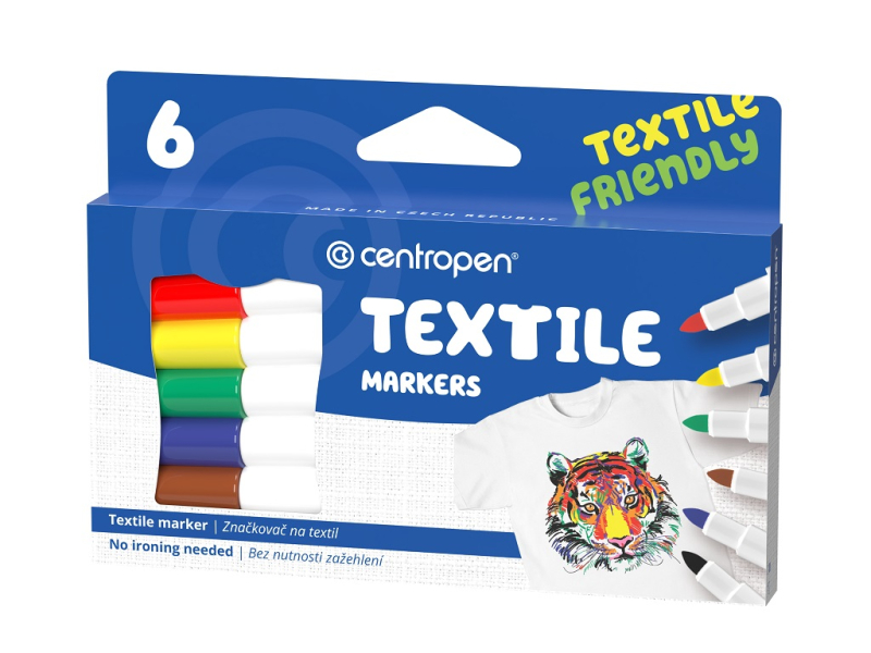 Značkovače, Centropen, 2739-6, na textil, 1,5 mm, sada 6 kusů