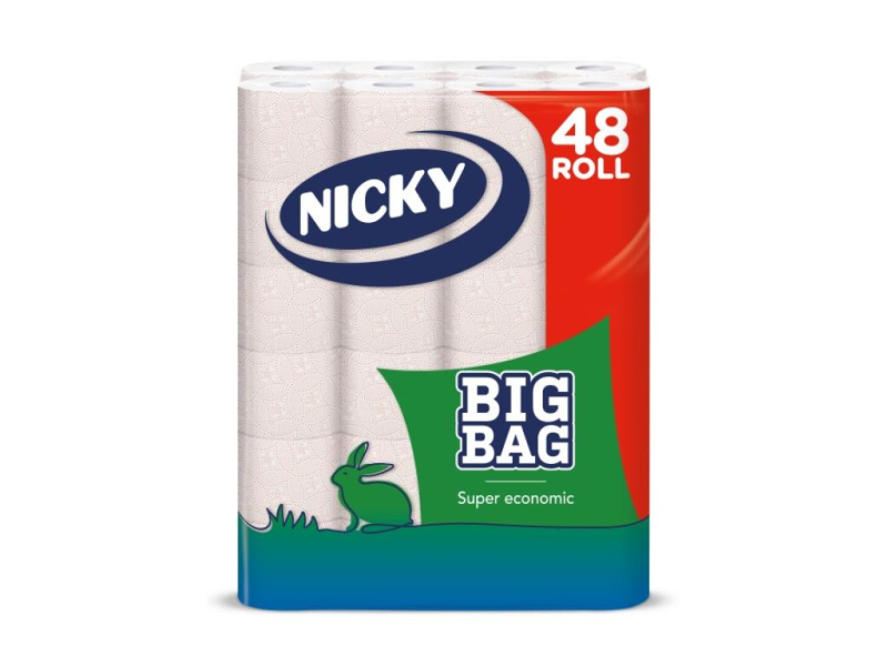 Toaletní papír, 2 vrstvý, 48 rolí, NICKY Big pack