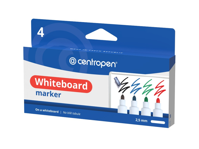 Značkovač Centropen, 8559-4, stíratelný, 2,5 mm, sada 4 kusy