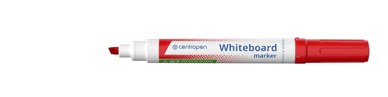 Značkovač, Centropen, 8569, stíratelný, seříznutý hrot, červený