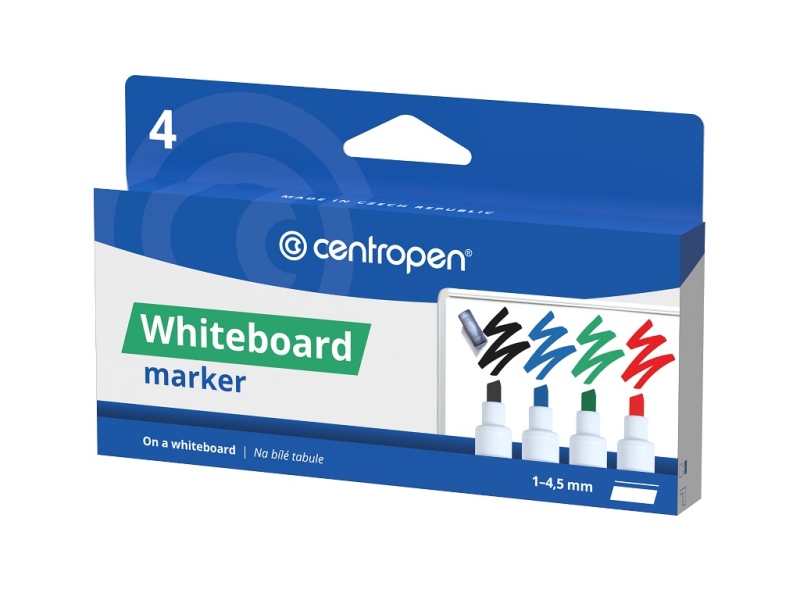 Značkovač, Centropen, 8569-4, stíratelný, seříznutý hrot, sada 4 kusy