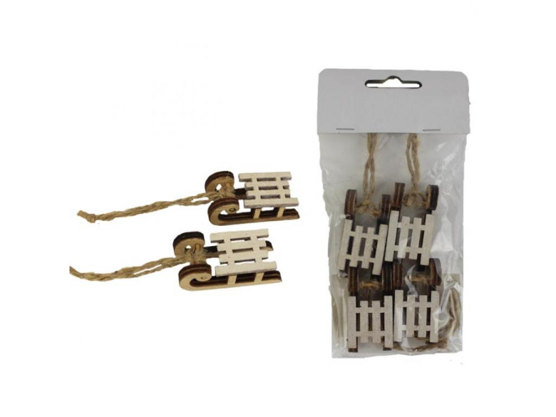 Vánoční sáňky -4ks přírodní