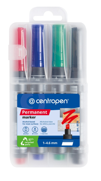 Značkovače, Centropen, 8576-4, seříznztý, permanent, 1 - 4,5 mm, permanent, sada