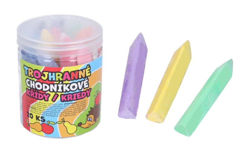 Křída chodníková, 20 kusů, trojhranná