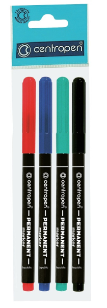 Popisovač, Centropen, 2536-4, permanent, světlostálý, 2 mm, sada 4 kusy
