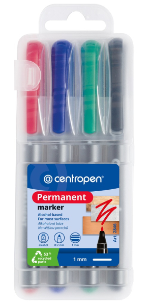 Popisovač, Centropen, 2846-4, permanent, 1 mm, sada 4 kusy