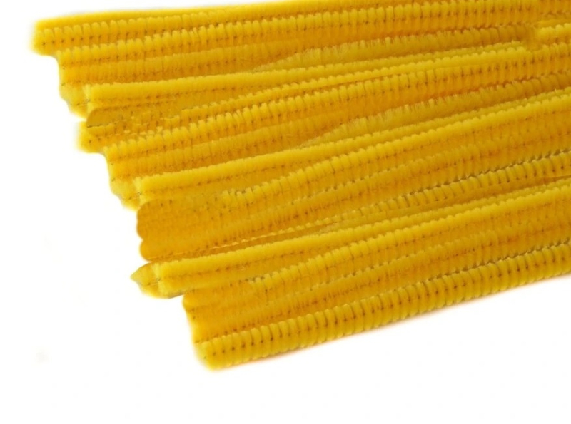 Drátek, plyšový, 50 cm x 9 mm, žlutý
