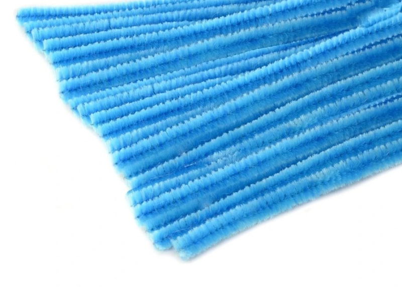 Drátek, plyšový, 50 cm x 9 mm, modrý světle