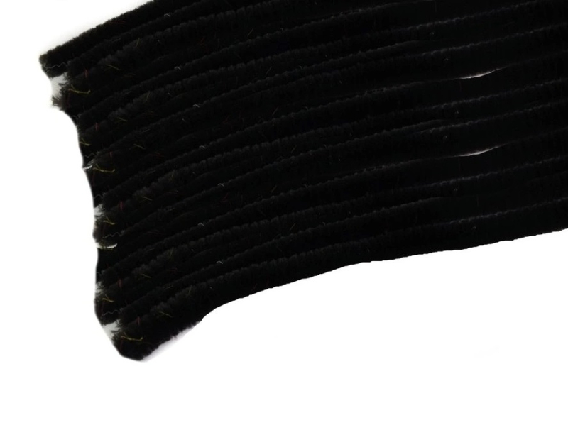 Drátek, plyšový, 50 cm x 9 mm, černý