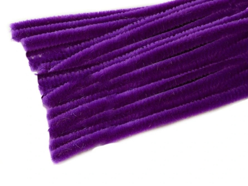 Drátek, plyšový, 50 cm x 9 mm, fialový tmavě