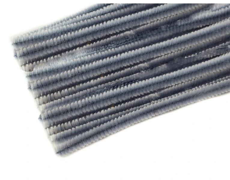 Drátek, plyšový, 50 cm x 9 mm, šedý