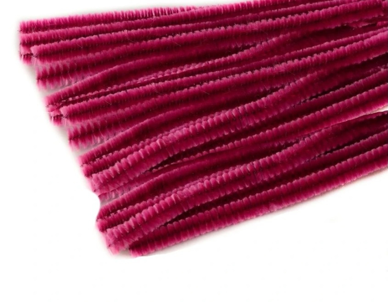 Drátek, plyšový, 50 cm x 9 mm, vínový