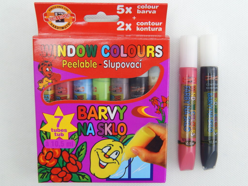 Barva na sklo, Kohinoor, 7 barev, po 10,5 ml