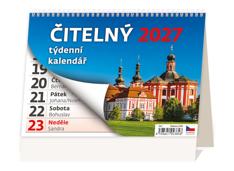 Kalendář stolní, čitelný týdenní