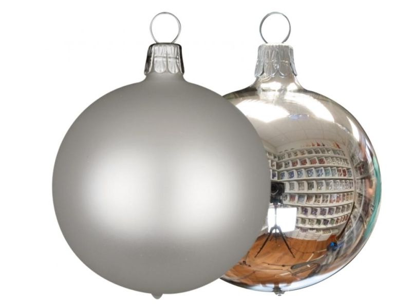 Koule 5cm-12ks stříbrná lesk-mat