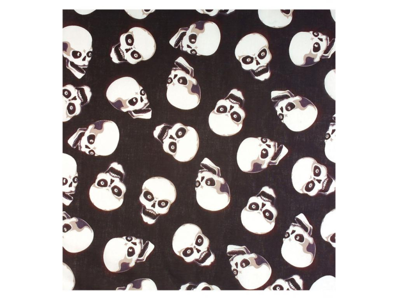Šátek pirátský černý s lebkami