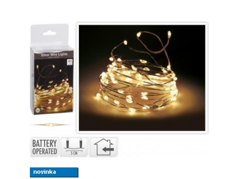 Elektrické osvětlení, 200cm, 40 LED, teplá bílá