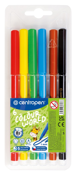 Popisovače, Centropen, 7550-6, 2 mm, sada 6 kusů