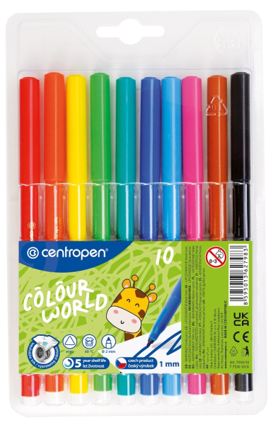 Popisovače, Centropen, 7550-10, 2 mm, sada 10 kusů