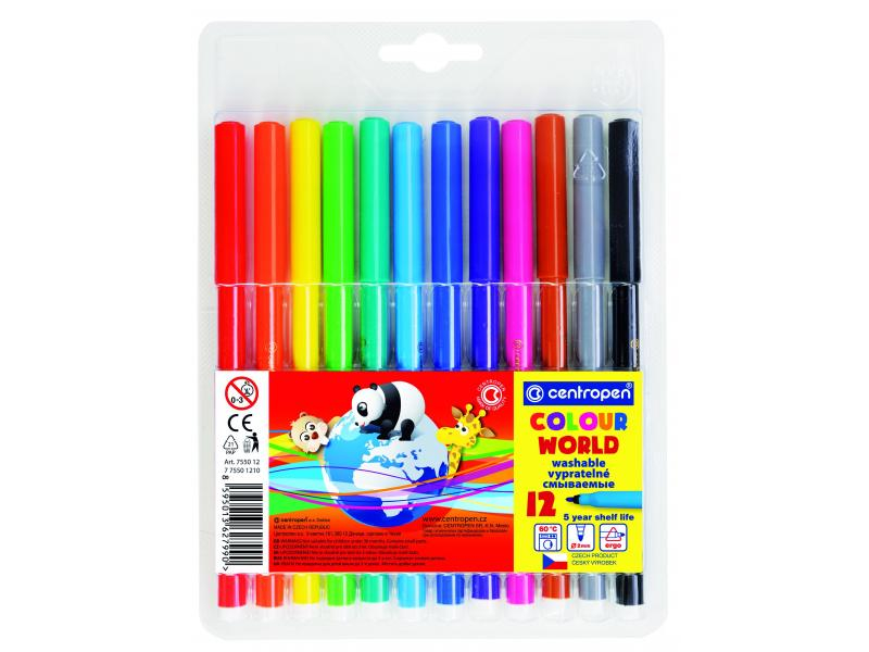 Popisovače, Centropen, 7550-12, 2 mm, sada 12 kusů