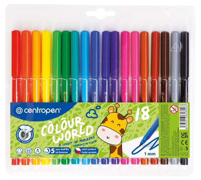 Popisovače, Centropen, 7550-18, 2 mm, sada