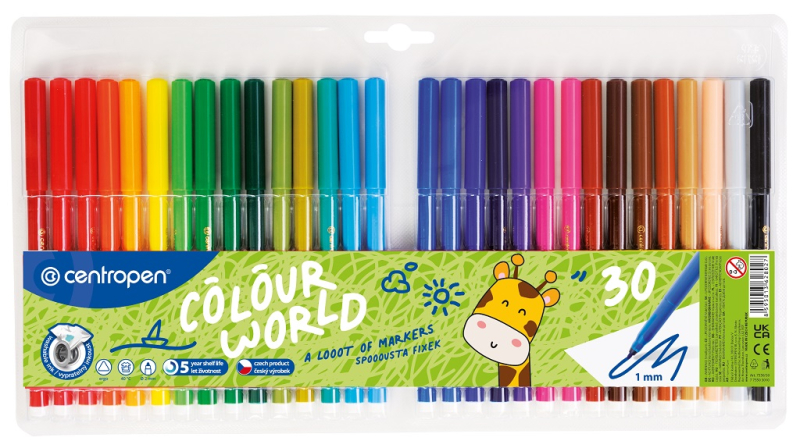 Popisovače, Centropen, 7550-30, 2 mm, sada 30 kusů