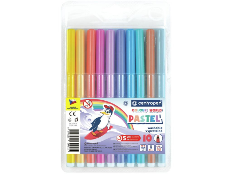Popisovače, Centropen, 7550-10, 2 mm, pastelová