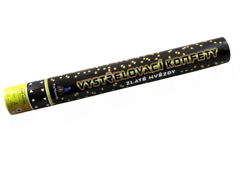 Konfety vystřelovací 40cm zlaté hvězdy