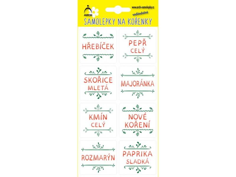 Samolepky na kořenky, 72 kusů