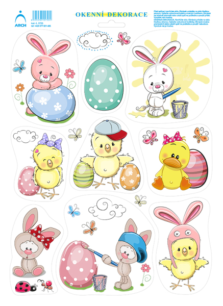Velikonoční fólie na okno 33x24cm pastelové