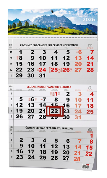 Kalendář nástěnný, tříměsíční Příroda, Baloušek