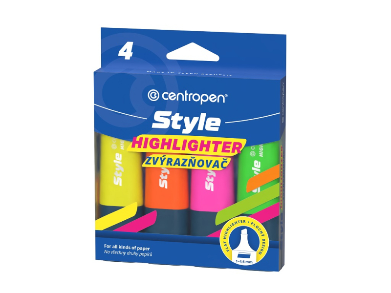 Zvýrazňovač, 6252, pochý, sada 4 kusů, reflexní barvy