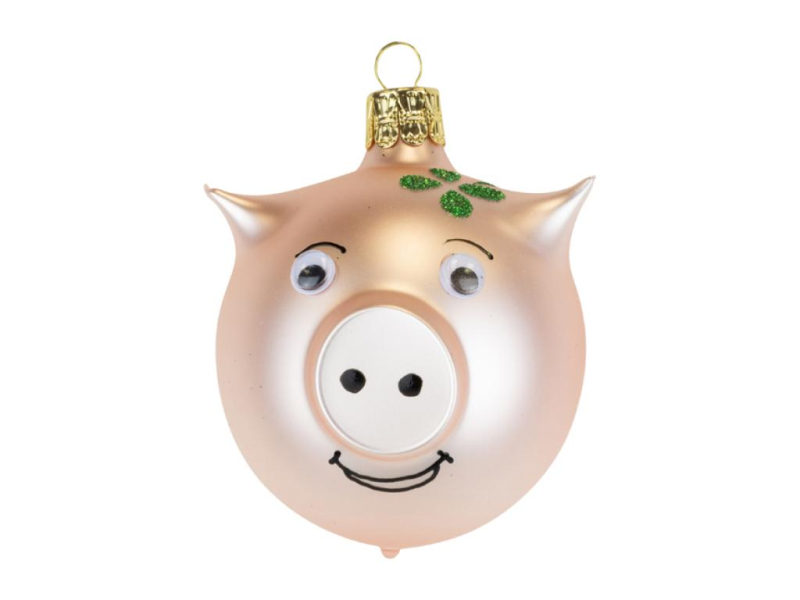 Prasátko růžové skleněné