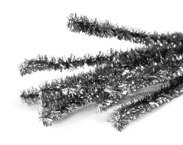 Drátek plyšový, 50 cm x 9 mm, stříbrný