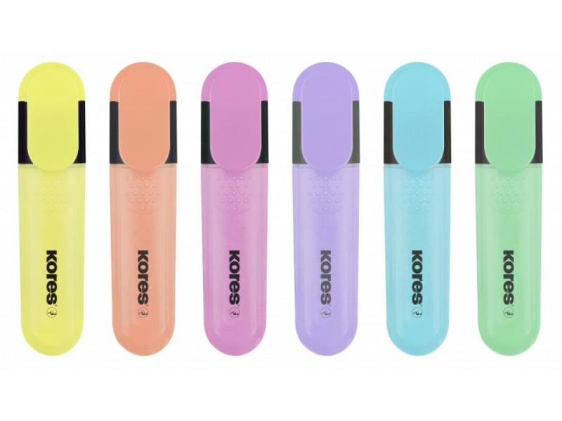 Zvýrazňovač, Kores, 6 kusů, pastelové barvy