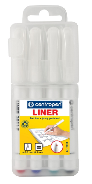 Popisovače, Centropen, liner, 2811-4, 0,3 mm, sada 4 kusy