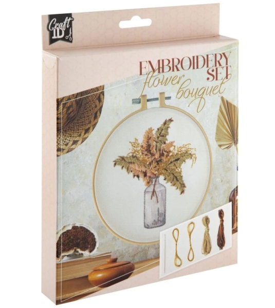 Kreativní set, vyšívání, květiny ve váze