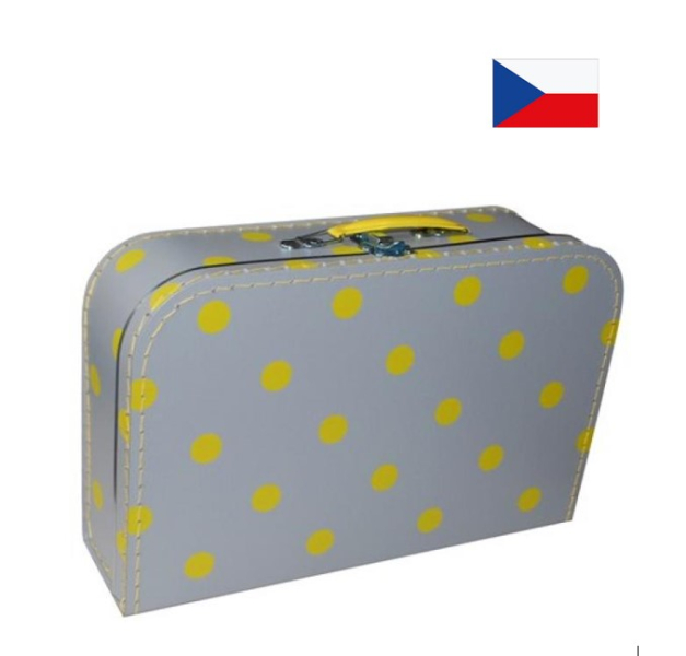 Kufřík 35 cm, Česká výroba - Puntík, šedo - žlutý
