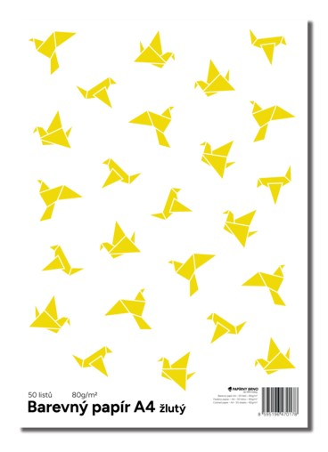 Barevný papír A4, žlutá, 50 listů