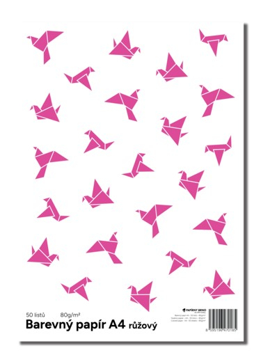 Barevný papír A4, růžová, 50 listů