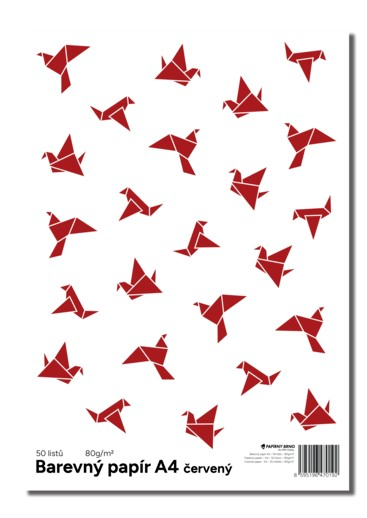 Barevný papír A4, červená, 50 listů