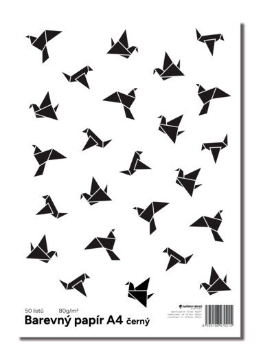 Barevný papír A4, černá, 50 listů