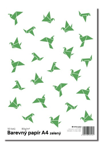 Barevný papír A4, zelená, 50 listů