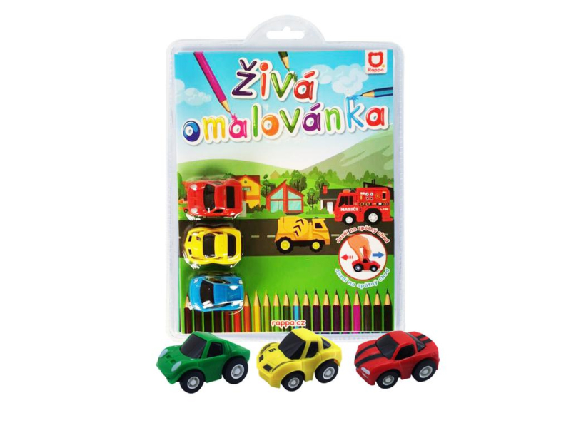 Živá omalovánka auta, 3 kusy, závodní auta