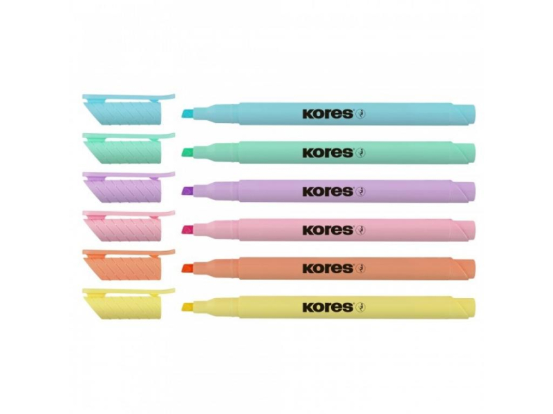 Zvýrazňovač, Kores, 362, 6 kusů, pastelové barvy