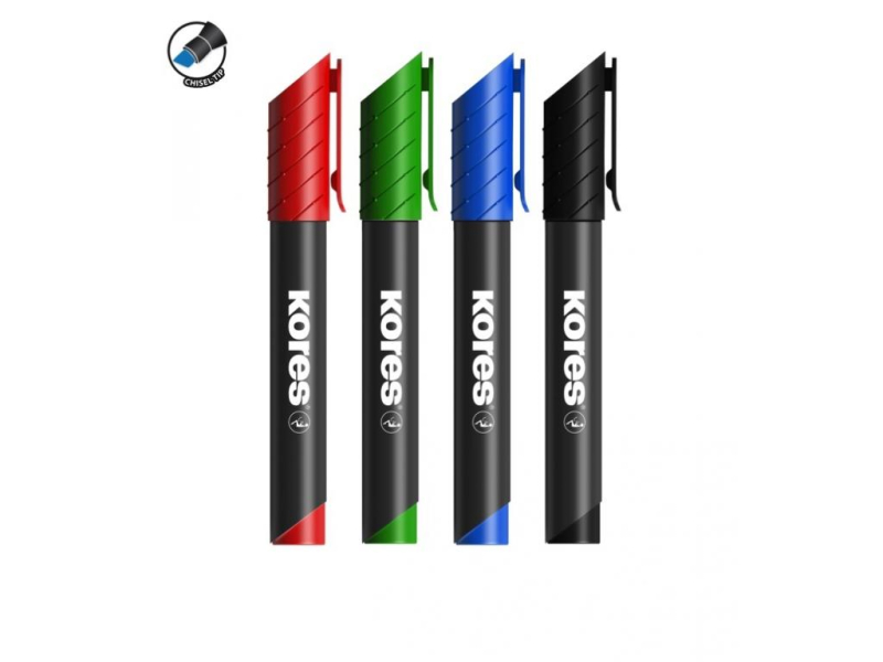 Značkovač, Kores, seříznutý, 3 - 5 mm, permanent, sada 4 kusy