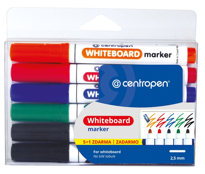 Značkovač, Centropen, 8559-5+1, stíratelný, 2,5 mm, sada