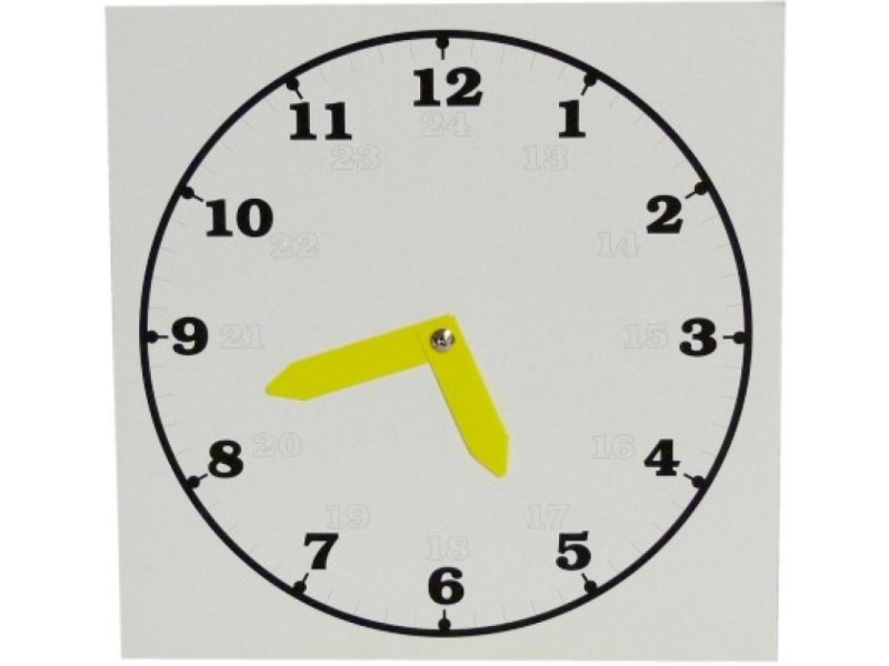 Hodiny školní, papírové, bílé, 20 x 20 cm