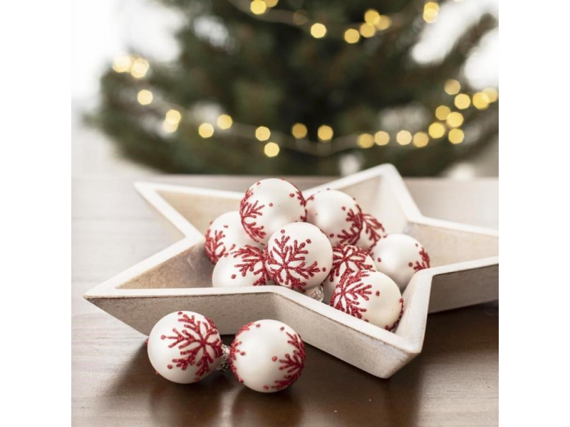 Koule 3cm-12ks bílá s vločkou